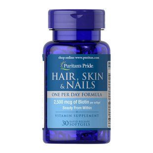 Puritan's Pride Hair, Skin & Nails One Per Day Formula (30 softgels) 08852-01 фото