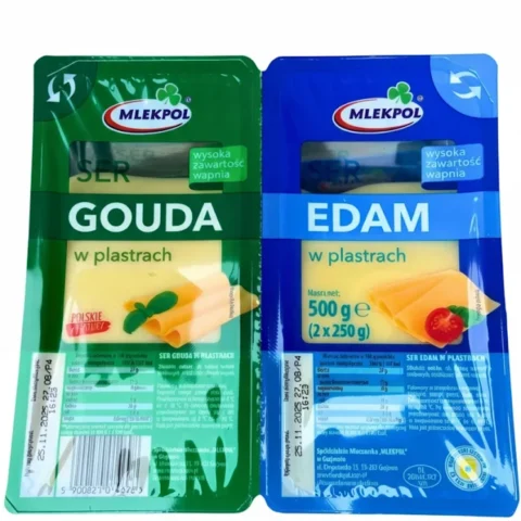 🧀 Сирна нарізка Mlekpol Gouda + Edam (2 × 250 г, 500 г)