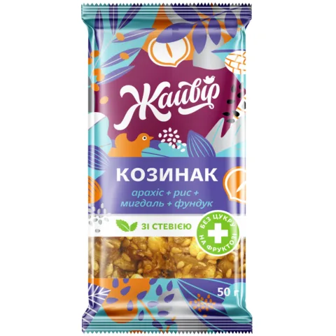 Козинак «Асорті з мигдалем» на фруктозі зі стевією 50 г (шоубокс 18 шт) оптом